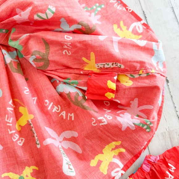 NEW! STELLA MCCARTNEY Palm Tree Organic Summer Dress Baby Girls Sz 6 Months Red - Picture 11 of 15